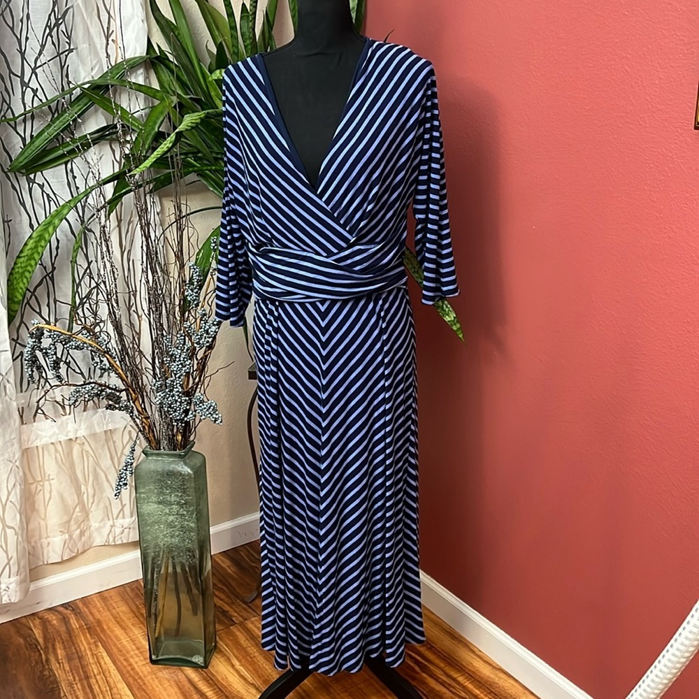 Lauren Ralph Lauren Blue and Black Striped Maxi Dress